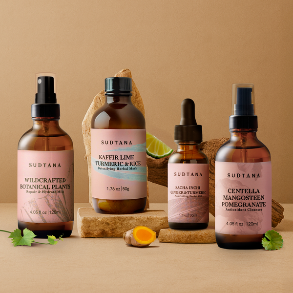 Set De Mascarilla Facial De Hierbas Detox + Bruma Facial Vigorizante + Aceite Facial